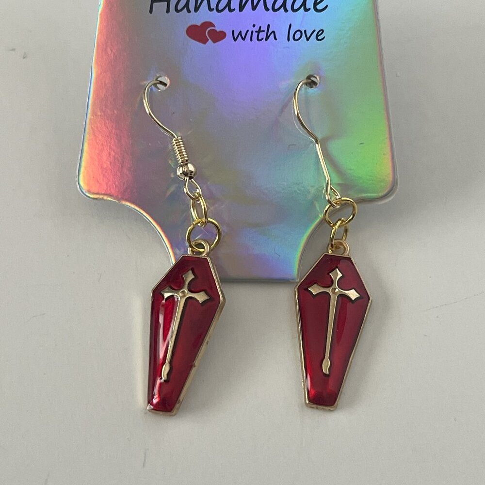 Coffin Shaped Dangle Earrings